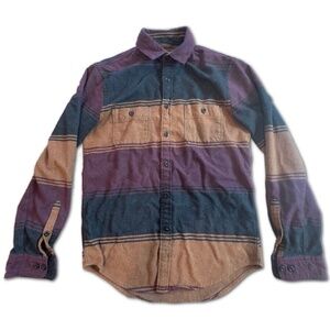 Express Men's Plaid Flannel Multicolor Button Down Shirt, Size: Small